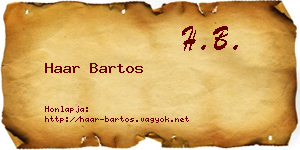Haar Bartos névjegykártya